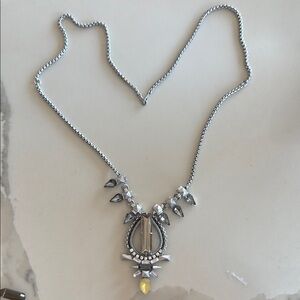 Stella & Dot Silver Necklace with Vintage Pendant
